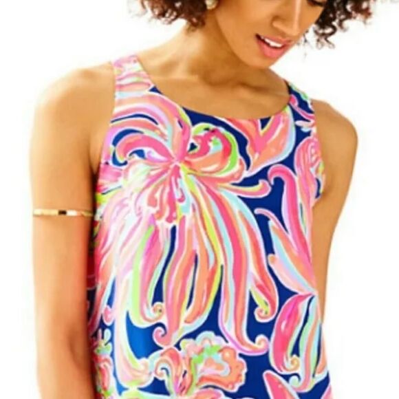 Lilly Pulitzer Resort Navy Banana Flambé Silk Jackie Shift Dress XS - Picture 11 of 11